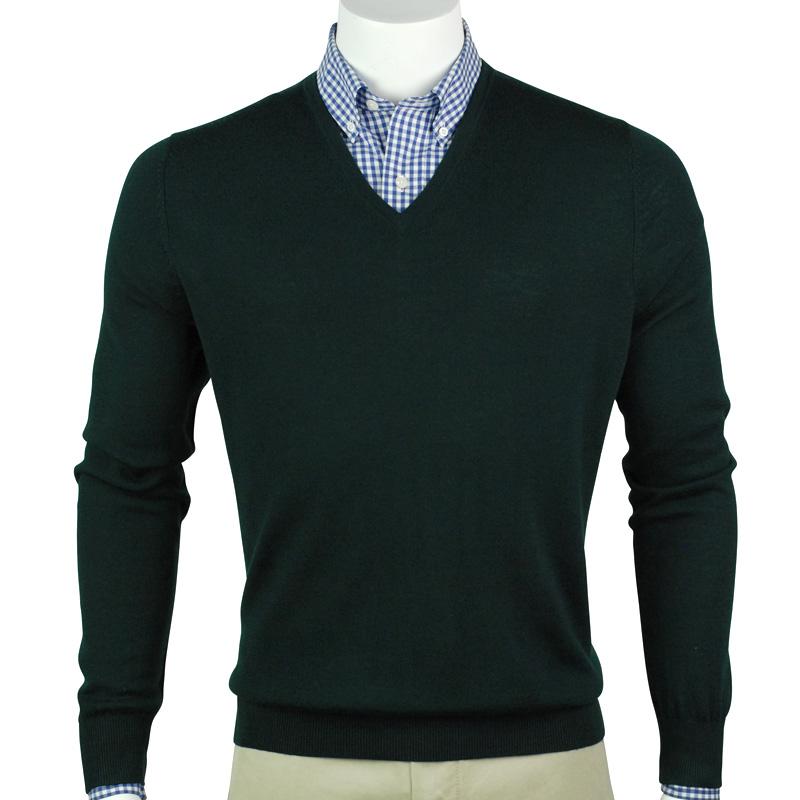 Baruffa Merino Classic V-neck Sweater - Fairway & Greene