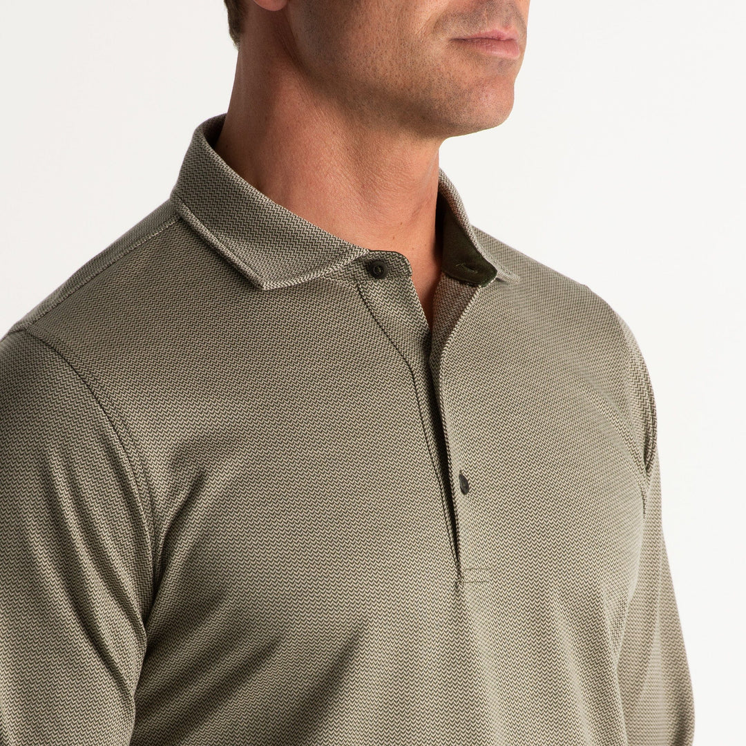 LONG-SLEEVE HERRINGBONE NATURAL JERSEY POLO-SALE