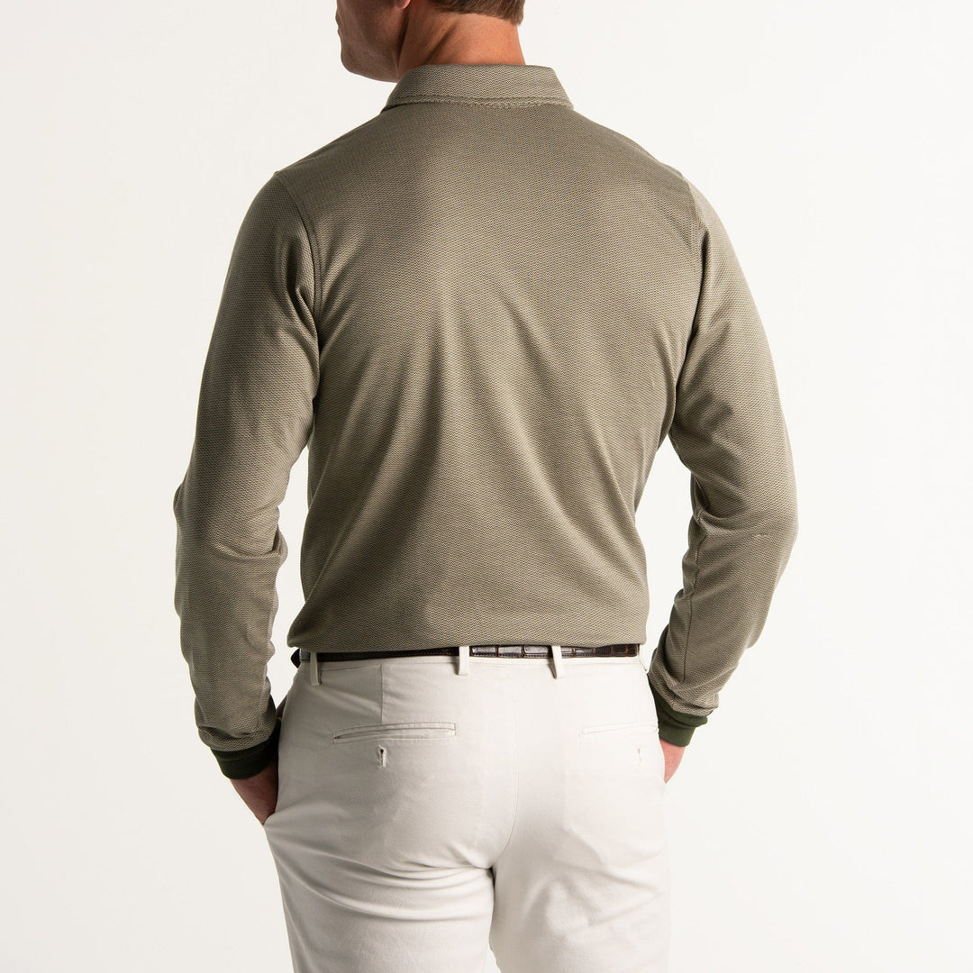 LONG-SLEEVE HERRINGBONE NATURAL JERSEY POLO-SALE