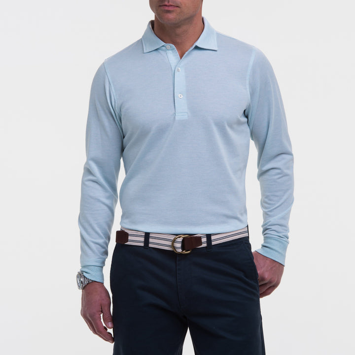 LONG-SLEEVE HERRINGBONE NATURAL JERSEY POLO-SALE