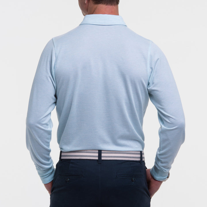 LONG-SLEEVE HERRINGBONE NATURAL JERSEY POLO-SALE