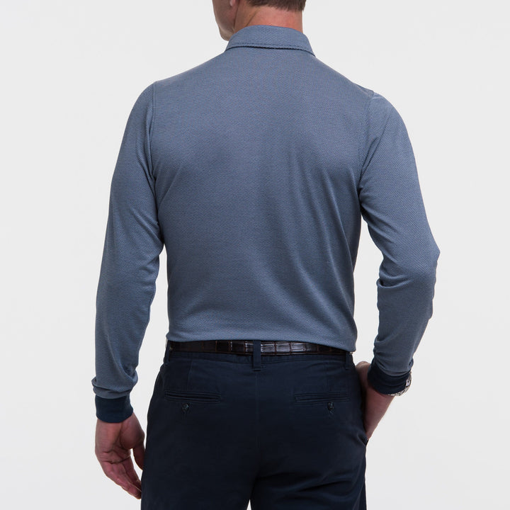 LONG-SLEEVE HERRINGBONE NATURAL JERSEY POLO-SALE