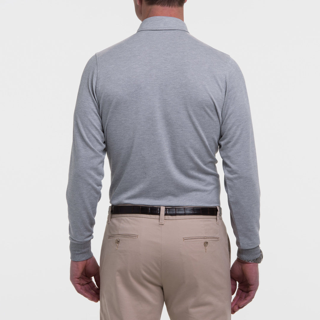 LONG-SLEEVE HERRINGBONE NATURAL JERSEY POLO-SALE